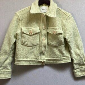 Wilfred Aritzia cropped short Ganna merino wool 3/4 sleevese button jacket Sz S